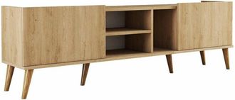 Dmora Dmora - Mueble De Televisi&oacute;n Alberona, Aparador De Sal&oacute;n, Mueble Bajo Para Tv, Base De Pared Equipada, 180x34 H52 Cm, Roble