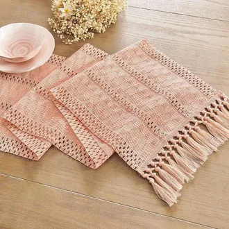 OEM Camino De Mesa, Mantel, Camino De Mesa Estilo Bohemio, Camino De Mesa Rosa, Con Borlas, Rojo, 30240 Cm