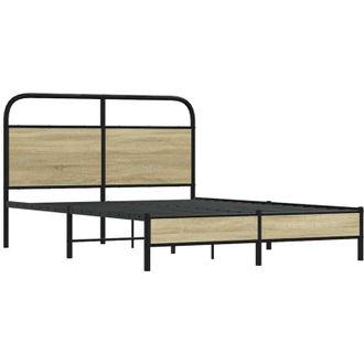 vidaXL Bed Frame without Mattress 140x190 cm Sonoma Oak Engineered Wood Vidaxl