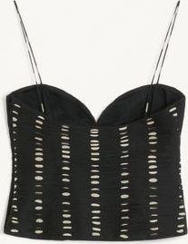 Valentino Top In Chiffon Stampa Plusdepois Donna NERO/BETULLA 36