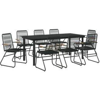 vidaXL Juego De Comedor De Jard&iacute;n 9 Piezas Rat&aacute;n Pvc Negro Vidaxl