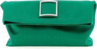 Roger Vivier Tassen, Dames, Groen, ONE Size, Satijn, Trompette Clutch