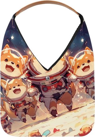 Generic Cute Space Dog Reusable Lightweight Grocery Bags - Foldable Into Compact Pouch, Washable & Sturdy, Multipurpose for Shopping and Travel