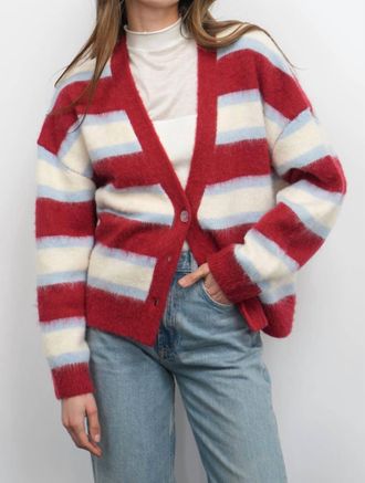 Greylin Fallon Cardigan In Red Combo