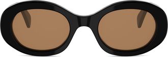 Celine Triomphe 52mm Oval Sunglasses in Shiny Black /Roviex at Nordstrom