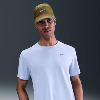 Nike Mens Miler Dri-FIT Short-Sleeve Running Top in Grey | DV9315-057