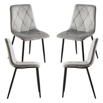 Regalos Miguel Regalos Miguel - Packs Sillas Comedor - Pack 4 Sillas Lyke Terciopelo - Gris Claro