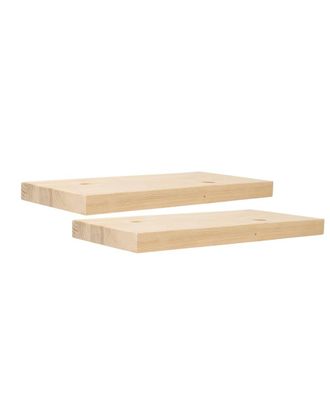 Deco Wood Pack 2 mesitas de noche de madera maciza flotante beige 45cm