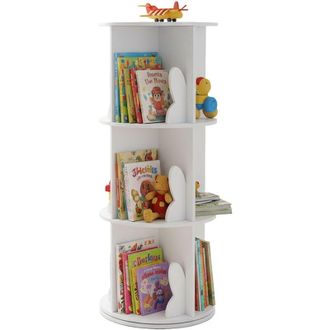 Relaxdays Relaxdays Childrens Bookcase, Rotatable, 12 Compartments, HxD: 97 x 40 cm, Kids Book Tower, White