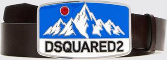 Dsquared2 Cintura in pelle con stampa grafica e fibbia logo smaltata