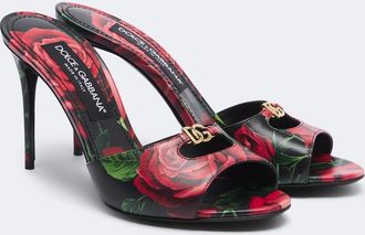 Dolce & Gabbana DG floral leather mules