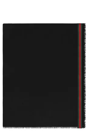 Gucci Mens Scarf Cotton-Silk Black-Dark Green Black/dark Scarfs