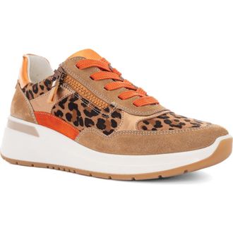 Ara Gardenia Wedge Sneaker in Nature Leopard/Biscuit/Poppy at Nordstrom, Size 10.5