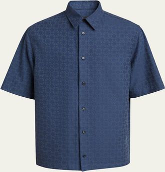 Givenchy Mens Monogram Jacquard Denim Shirt