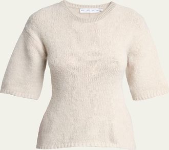 Proenza Schouler Dana Cinched Short-Sleeve Sweater