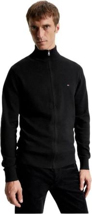 Tommy Hilfiger Klassieke Zip-Up Sweater - Heren - Vesten - Zwart - S - Katoen - Truien & Vesten