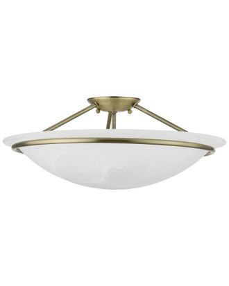Livex Lighting 3 Light Antique Brass Large Semi-Flush