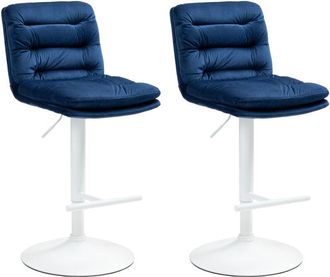Clp Clp - Set De 2 Taburetes De Bar Damar En Terciopelo Azul Blanco