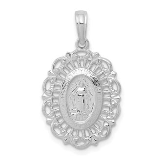 Diamond2Deal 14k Gold Oval Miraculous Medal Pendant