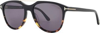 Tom Ford Sunglasses Aviator Full Rim, Black/havana Frame And Smoke Lens Ft109805A