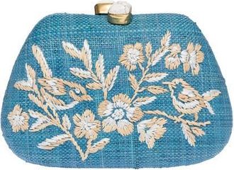 Raf&eacute; New York Tamu Bean Clutch in Blue /White at Nordstrom, Size Small