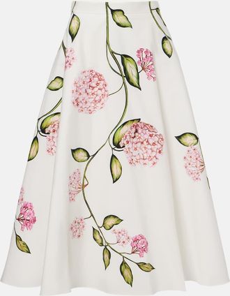 Oscar De La Renta Floral cotton-blend poplin midi skirt