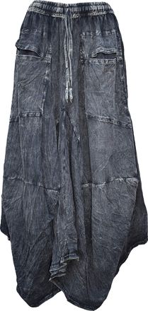 Gheri Womens Cotton Distressed Open Pocket High Low Skirt Black