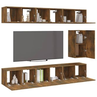 Berkfield Home Classic 7 Piece TV Cabinet Set Smoked Oak Engineered Wood in Brown