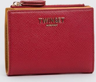 Twinset Portafoglio piccolo in pelle sintetica Saffiano con logo metallico
