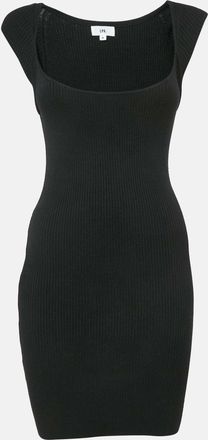LPA Lpa Black Rib Knit Cap Sleeve Short Dress