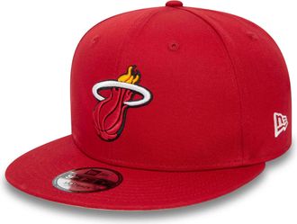 New Era Mens Miami Heat 9FIFTY Rear Logo Snapback Cap Hat - Red - S/M