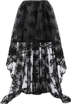 Grebrafan Steampunk Skirt for Corset Women Show Girl Long Skirts Party Clubwear (XX-Small, Black)