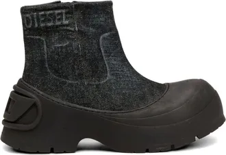 Diesel Schoenen, Heren, Zwart, 41 EU, Denim, D-Donald Zip MD Enkellaarzen