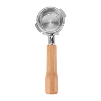OEM Portafiltro De Caf&eacute; De Acero Inoxidable De 58 Mm Con Dos Asas, Cesta Extra&iacute;ble Y Mango De Madera Para Cafetera Nuova - Doble Boquilla