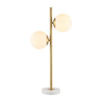 Jonathan Y Designs Amelie 28 2-Light Coastal Vintage Iron LED Table Lamp, Brass Gold/White at Nordstrom