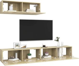 Berkfield Home TV Cabinets 3 pcs Sonoma Oak Engineered Wood in Light Tan