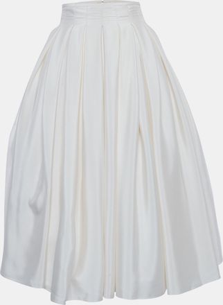 Rami al Ali Cream Pleated Midi Skirt