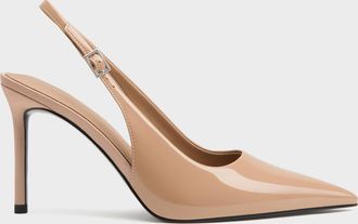 Charles & Keith Patent Pointed Slingback Pumps