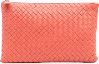 Bottega Veneta Pre-owned Womens Nappa Intrecciato Clutch - Light Pink Leather - One Size