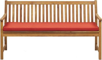 Beliani Beliani - Banco De Jard&iacute;n De Madera De Acacia Clara 160 Cm Listones Coj&iacute;n Terracota Para Exterior Estilo R&uacute;stico Vivara