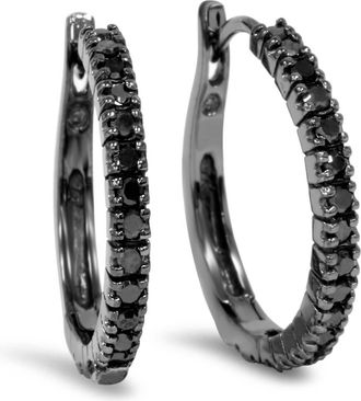 Pompeii3 1/2ct Black Diamond Hoops 10K Black Gold