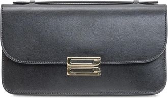 Victoria Beckham Goudkleurige Metalen Sluiting Leren Clutch - Dames - Handtassen - Zwart - ONE Size - Leer - Tassen
