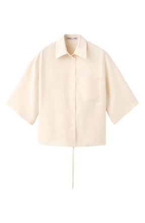 Mango Oversize Button-Up Shirt in Ecru at Nordstrom, Size 4