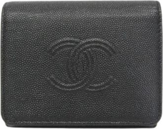 Chanel Pre-owned Coco Mark Portemonnee (drievoudig) - Dames - Vintage Accessoires - Zwart - ONE Size - Leer - Vintage