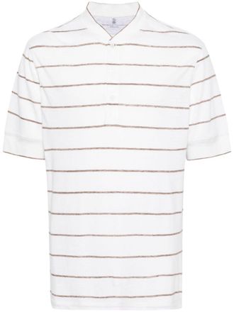 Brunello Cucinelli stiped-print T-shirt - men - Cotton/Linen/Flax - M - Neutrals