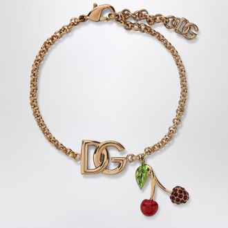 Dolce & Gabbana Chain bracelet with logo charm in brass, gold