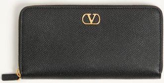 Valentino Garavani VLogo Signature Zip Wallet in Grainy Calfskin Wo