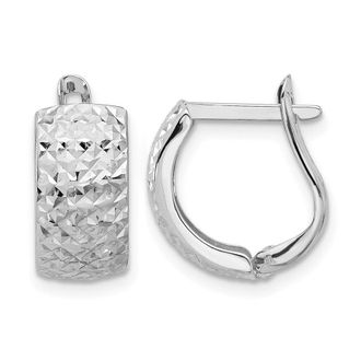 Diamond2Deal 14K Gold Polished and Diamond-cut Omega Back Earrings