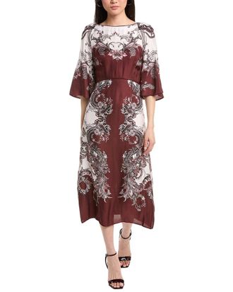 Marchesa Twill High Neck Empire A-Line Midi Dress