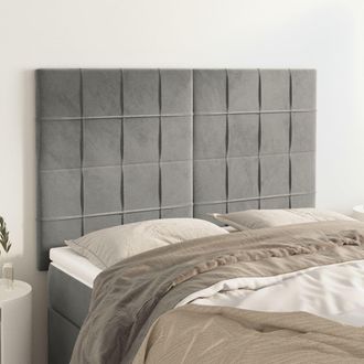 vidaXL Cabeceros 4 Unidades Terciopelo Gris Claro 72x5x78/88 Cm Vidaxl